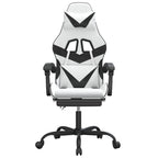 Gaming-Stuhl mit Fußstütze Drehbar Weiß & Schwarz Kunstleder