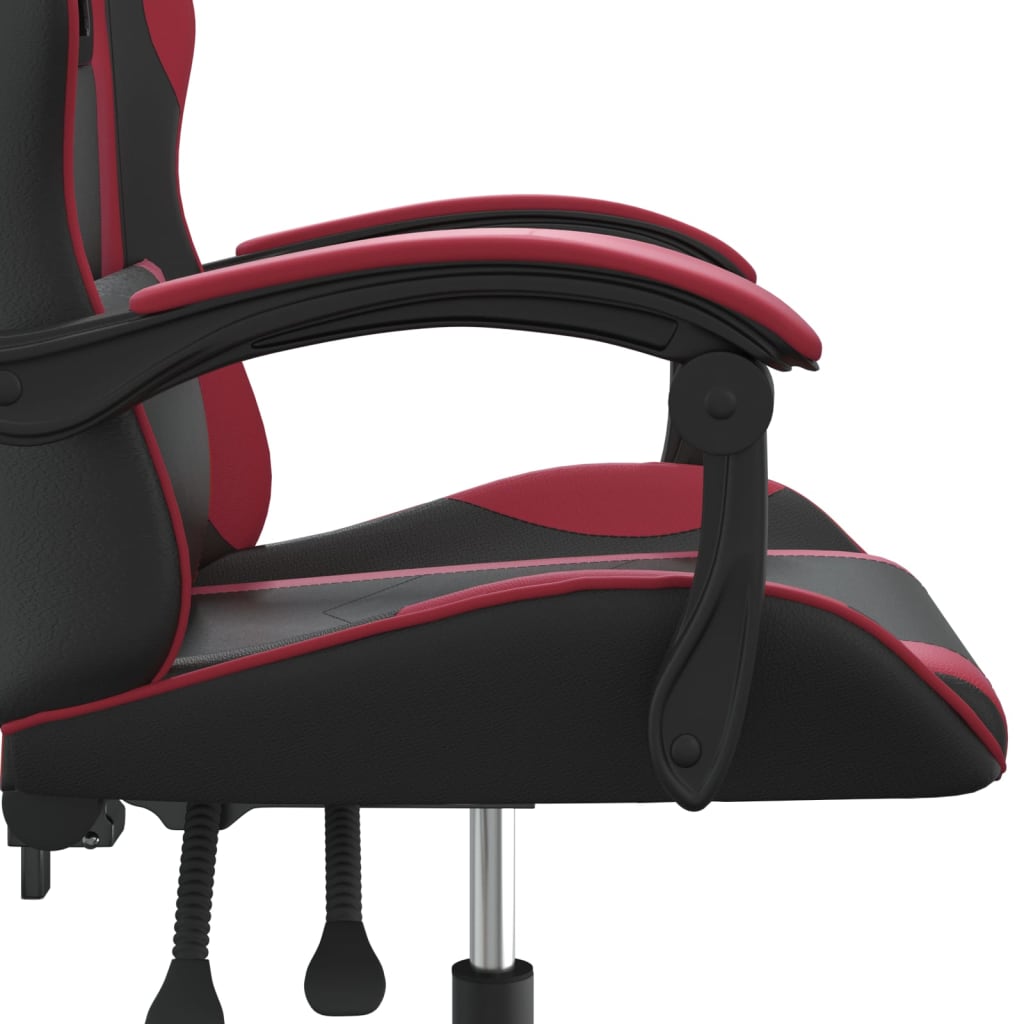 Gaming-Stuhl Drehbar Schwarz und Weinrot Kunstleder