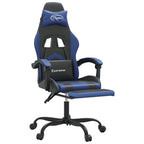 Gaming-Stuhl mit Fußstütze Drehbar Schwarz & Blau Kunstleder