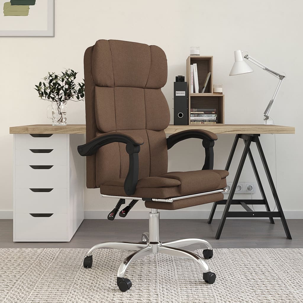 Bürostuhl mit Liegefunktion Braun Stoff