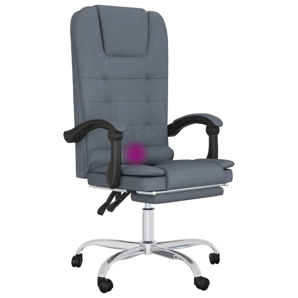 Bürostuhl mit Massagefunktion Dunkelgrau Samt