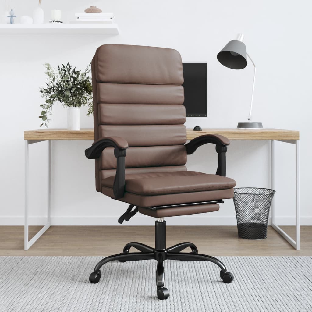 Bürostuhl mit Massagefunktion Braun Kunstleder