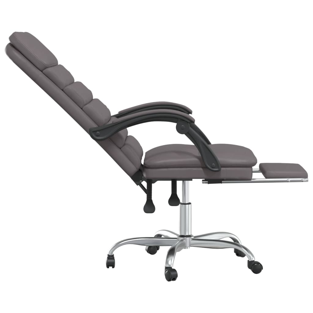 Massage-Bürostuhl mit Liegefunktion Grau Kunstleder