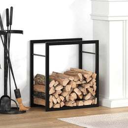 vidaXL Brennholzregal Mattschwarz 50x28x56 cm Stahl