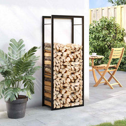 vidaXL Brennholzregal Mattschwarz 50x28x132 cm Stahl
