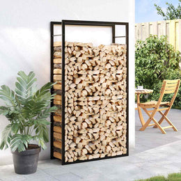 vidaXL Brennholzregal Mattschwarz 80 x 28 x 154 cm Stahl