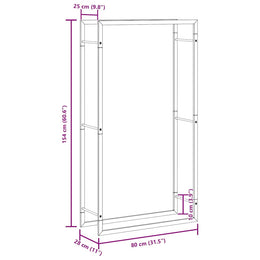 vidaXL Brennholzregal Mattschwarz 80 x 28 x 154 cm Stahl