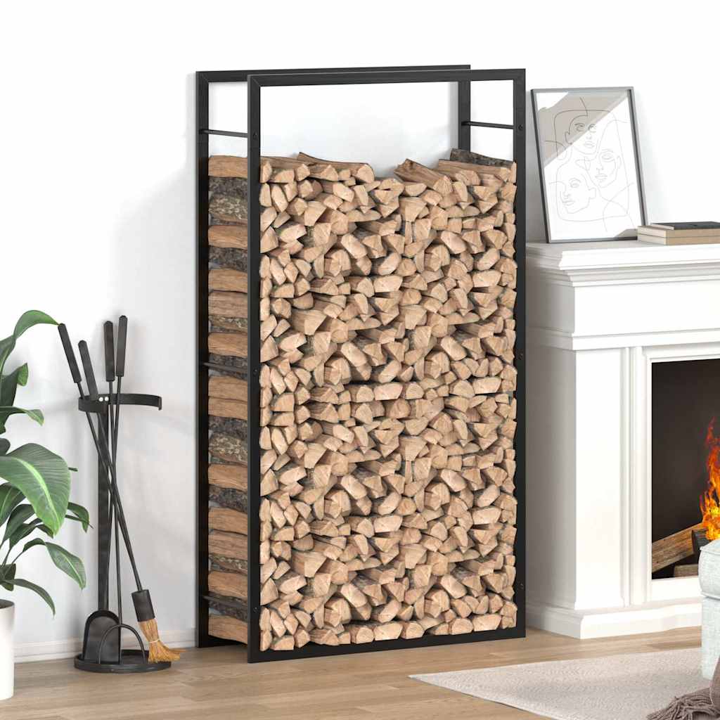 vidaXL Brennholzregal Mattschwarz 80 x 28 x 154 cm Stahl