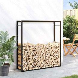 vidaXL Brennholzregal Mattschwarz 110x28x116 cm Stahl