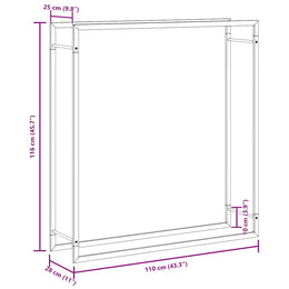vidaXL Brennholzregal Mattschwarz 110x28x116 cm Stahl