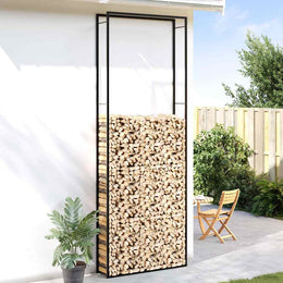 vidaXL Brennholzregal Mattschwarz 110x28x312 cm Stahl