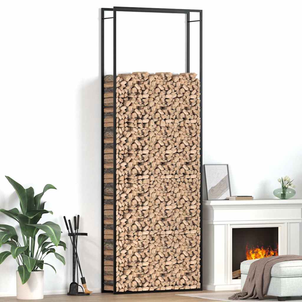 vidaXL Brennholzregal Mattschwarz 110x28x312 cm Stahl