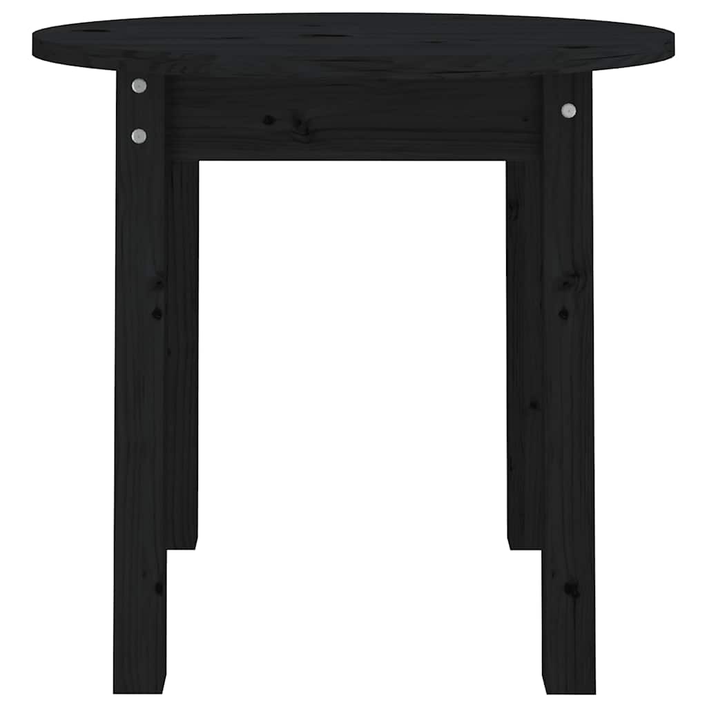 Couchtisch Schwarz Ø 45x40 cm Massivholz Kiefer