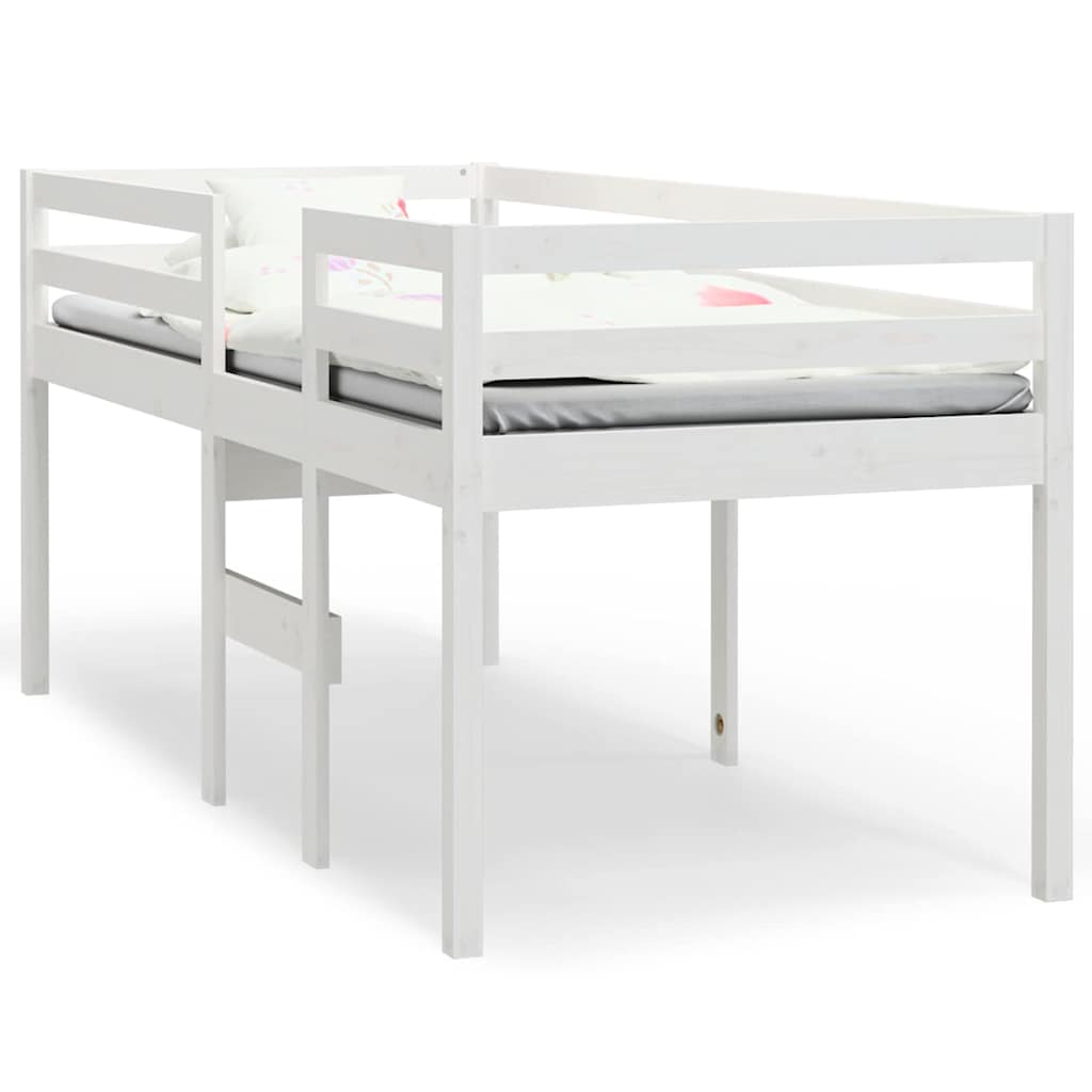 Hochbett Weiß 75x190 cm Massivholz Kiefer