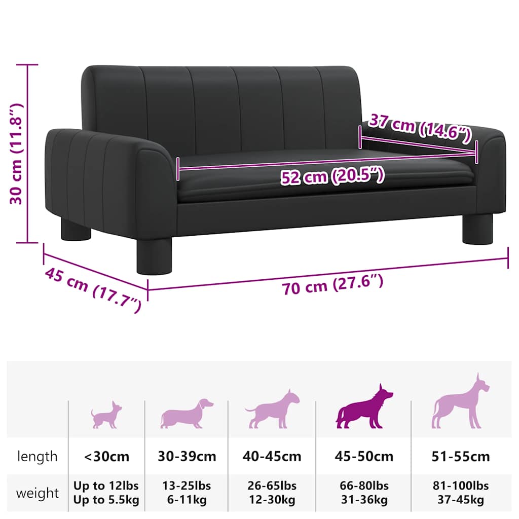 Hundebett Schwarz 70x45x30 cm Kunstleder