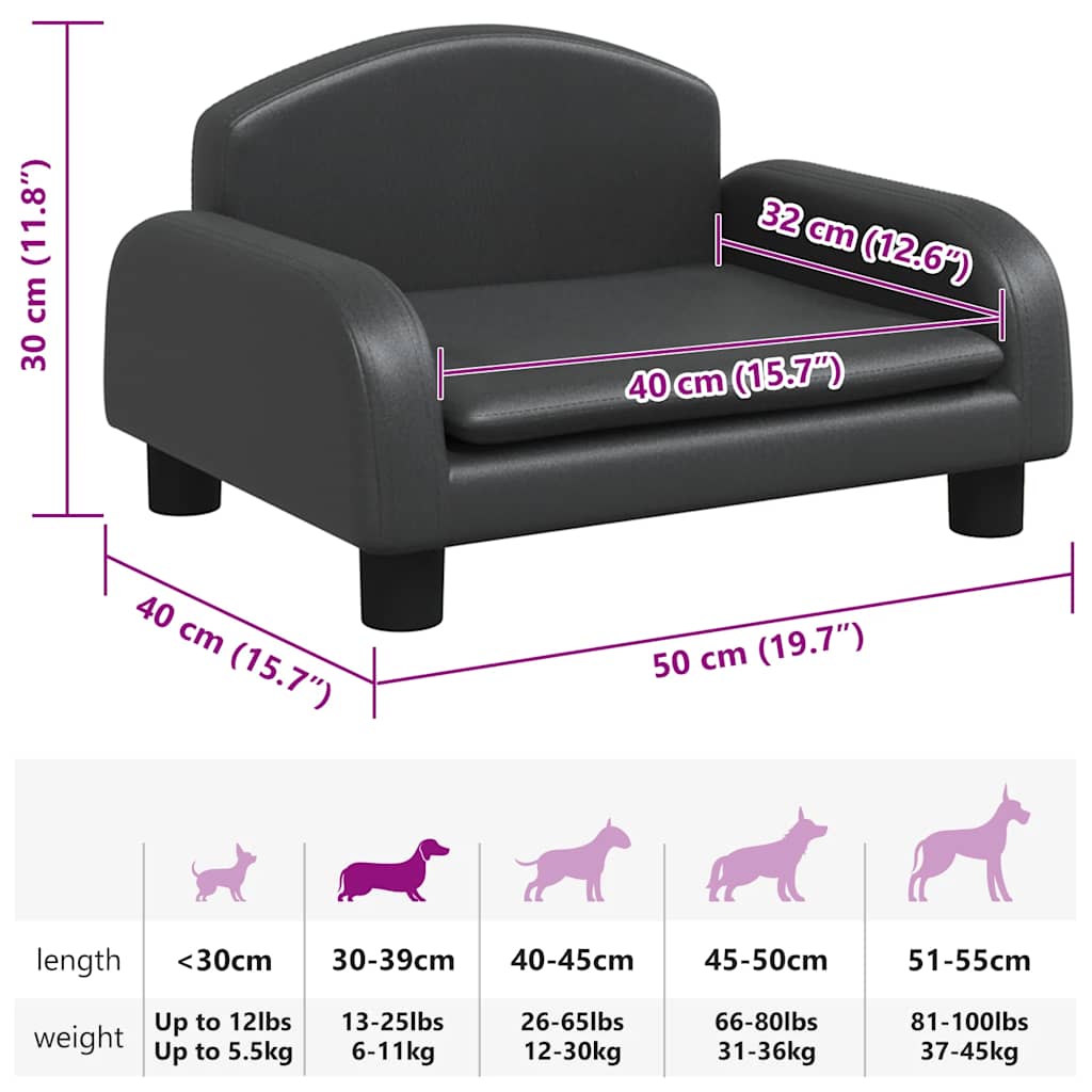 Hundebett Schwarz 50x40x30 cm Kunstleder