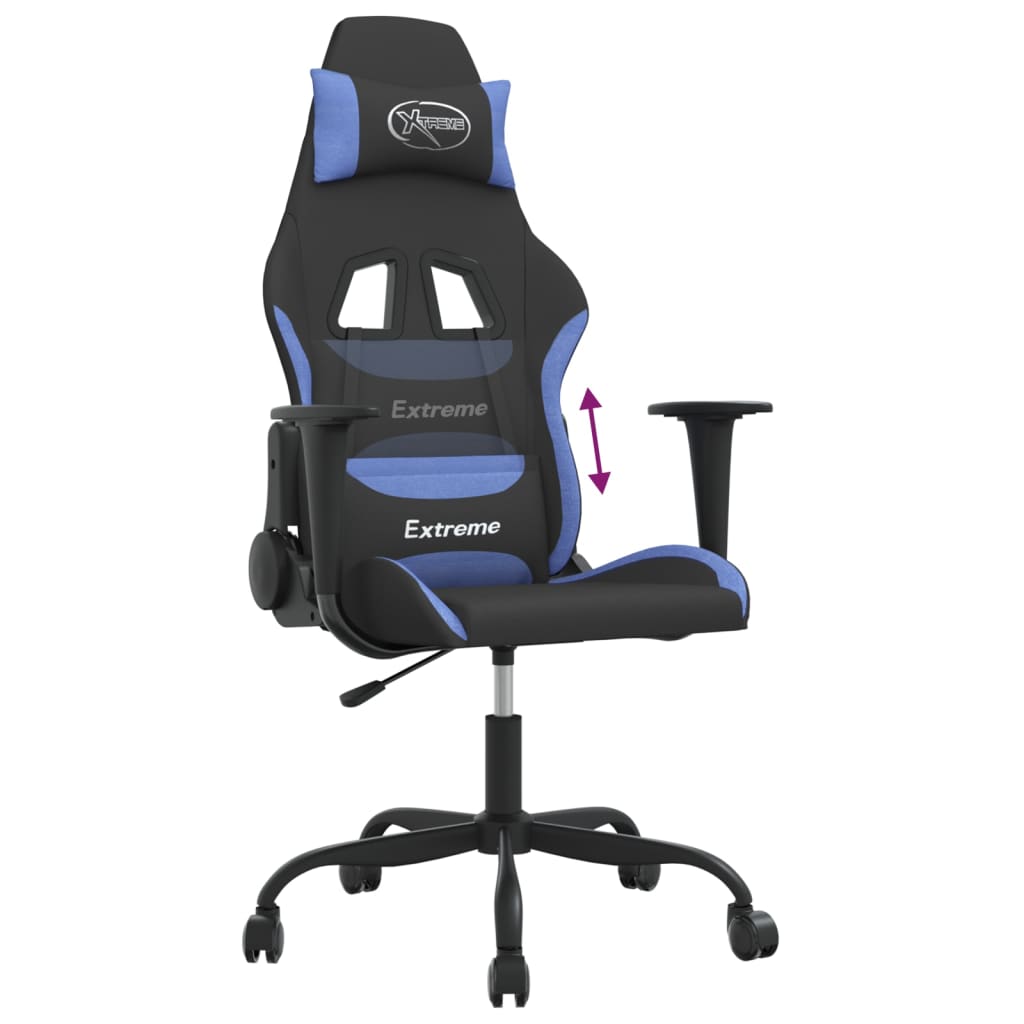 Gaming-Stuhl Schwarz und Blau Stoff