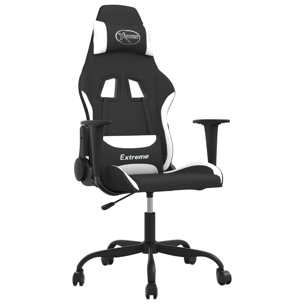 Gaming-Stuhl Schwarz und Weiß Stoff