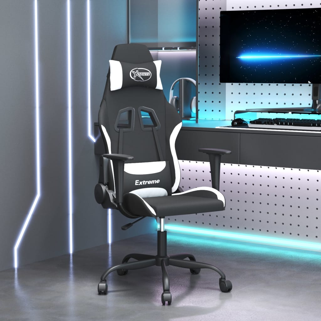 Gaming-Stuhl Schwarz und Weiß Stoff