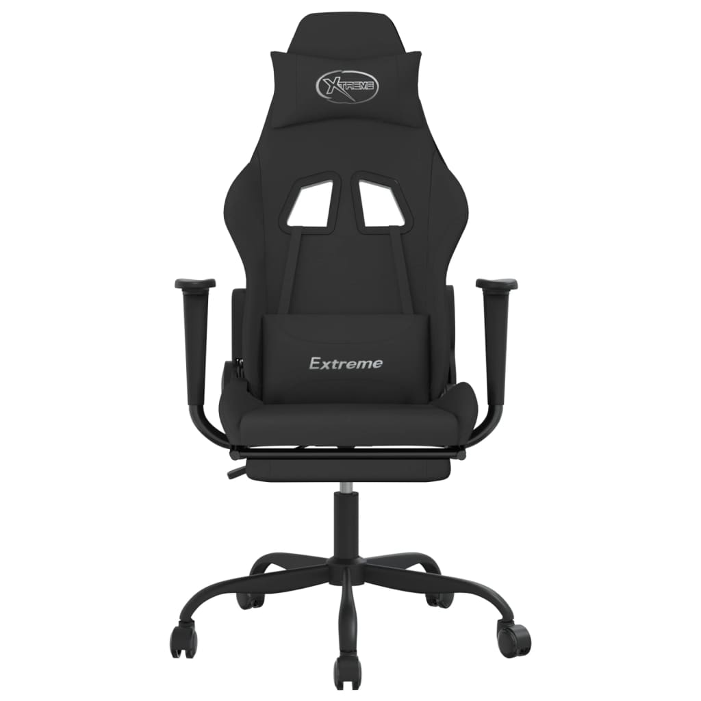 Gaming-Stuhl mit Fußstütze Schwarz Stoff