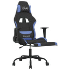 Gaming-Stuhl mit Fußstütze Schwarz und Blau Stoff