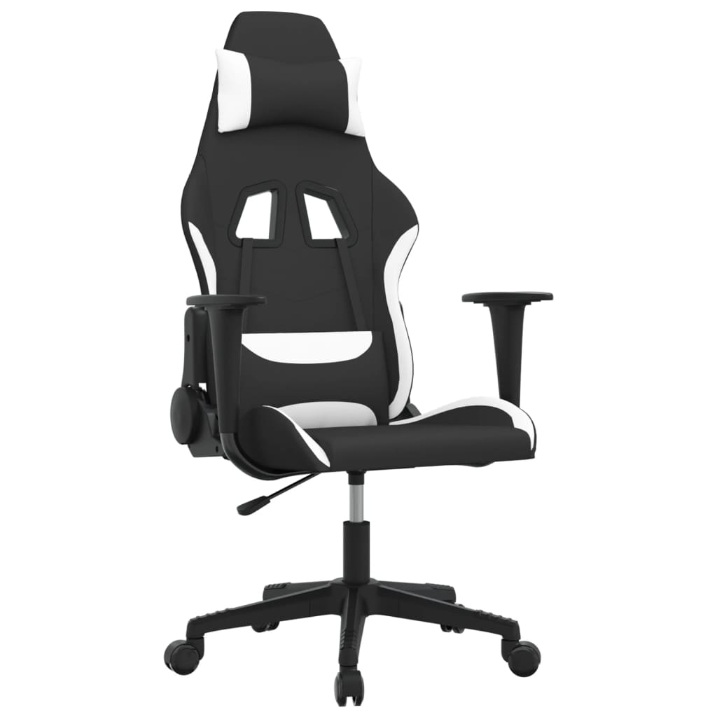 Gaming-Stuhl Schwarz und Weiß Stoff