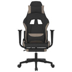 Gaming-Stuhl mit Fußstütze Schwarz und Taupe Stoff