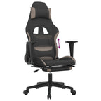 Gaming-Stuhl mit Fußstütze Schwarz und Taupe Stoff