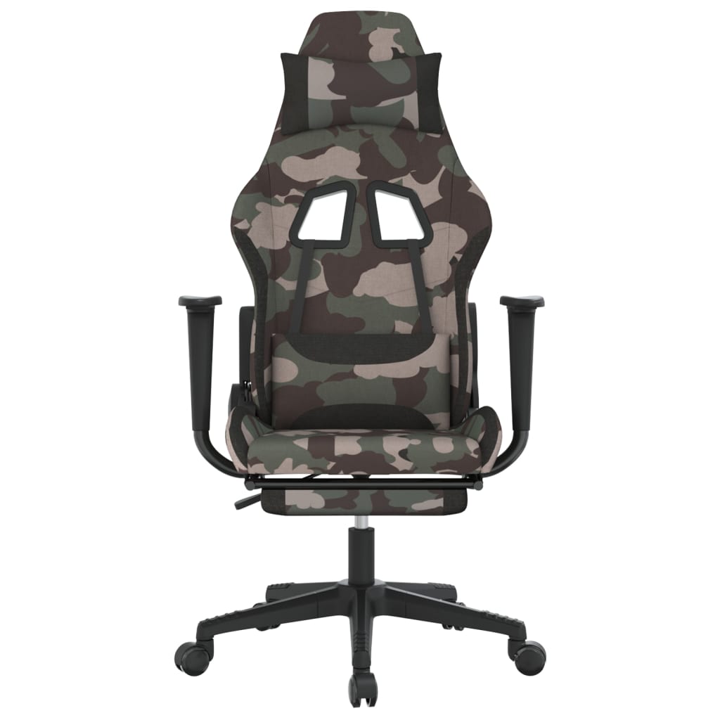 Gaming-Stuhl mit Fußstütze Tarnfarben und Schwarz Stoff