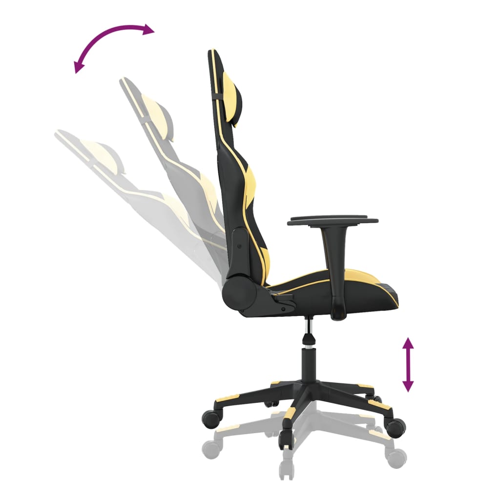 Gaming-Stuhl Schwarz und Golden Kunstleder