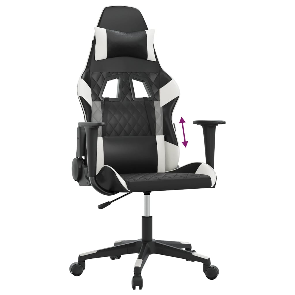 Gaming-Stuhl Schwarz und Weiß Kunstleder
