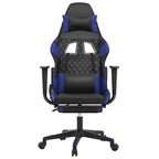 Gaming-Stuhl mit Fußstütze Schwarz und Blau Kunstleder