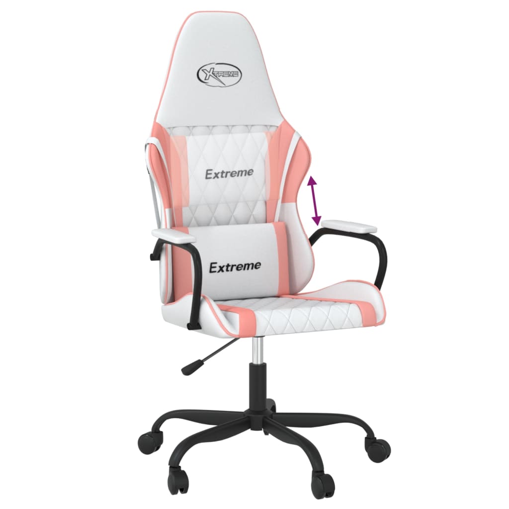 Gaming-Stuhl Weiß und Rosa Kunstleder