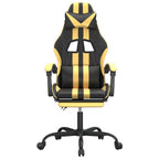Gaming-Stuhl mit Fußstütze Schwarz und Golden Kunstleder