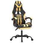 Gaming-Stuhl mit Fußstütze Schwarz und Golden Kunstleder
