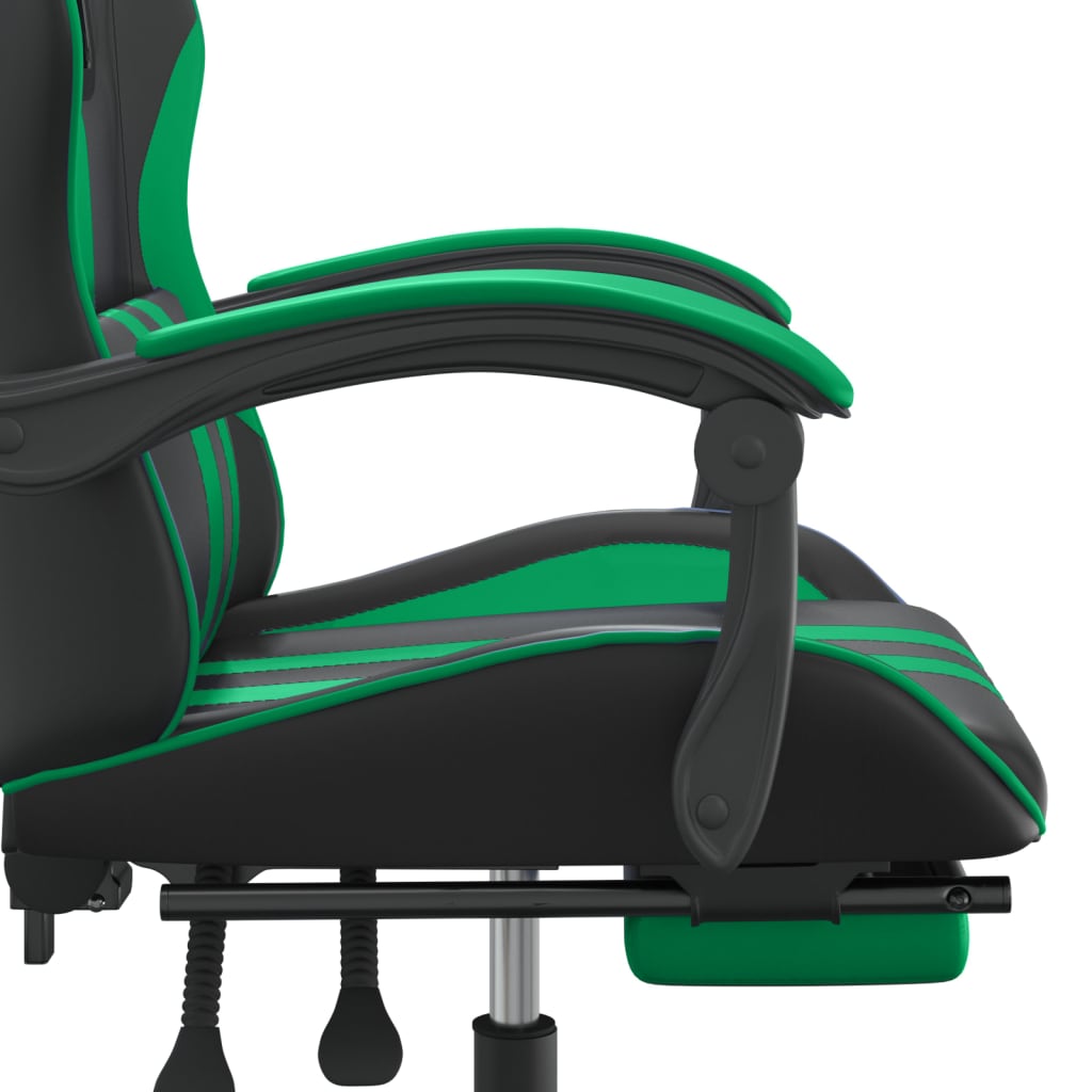 Gaming-Stuhl mit Fußstütze Schwarz und Grün Kunstleder