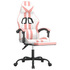 Gaming-Stuhl mit Fußstütze Weiß und Rosa Kunstleder
