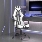 Gaming-Stuhl mit Fußstütze Weiß und Schwarz Kunstleder