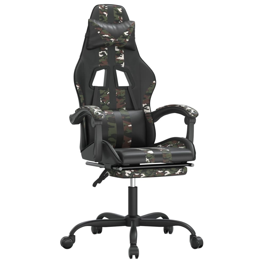 Gaming-Stuhl mit Fußstütze Schwarz und Tarnfarben Kunstleder