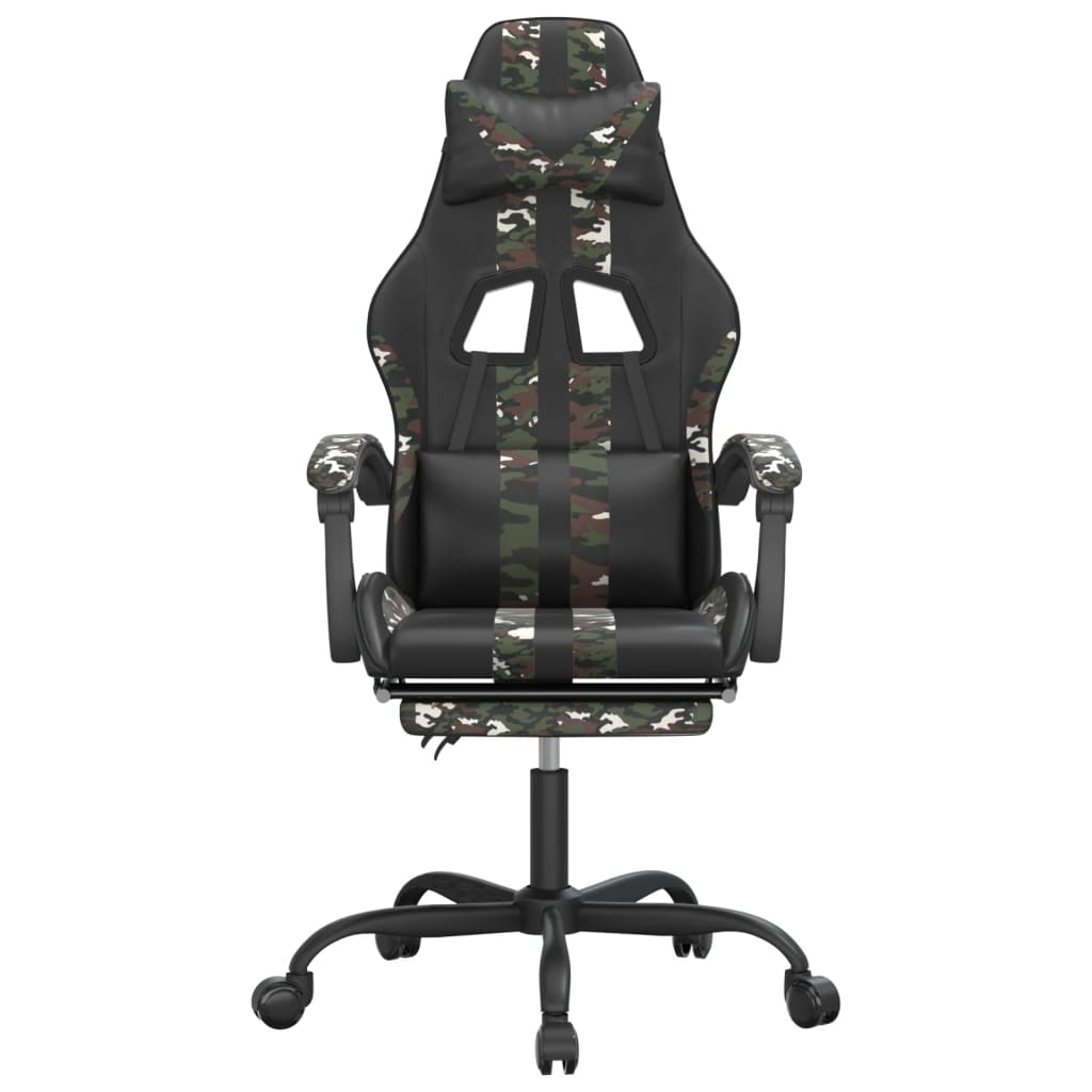 Gaming-Stuhl mit Fußstütze Schwarz und Tarnfarben Kunstleder