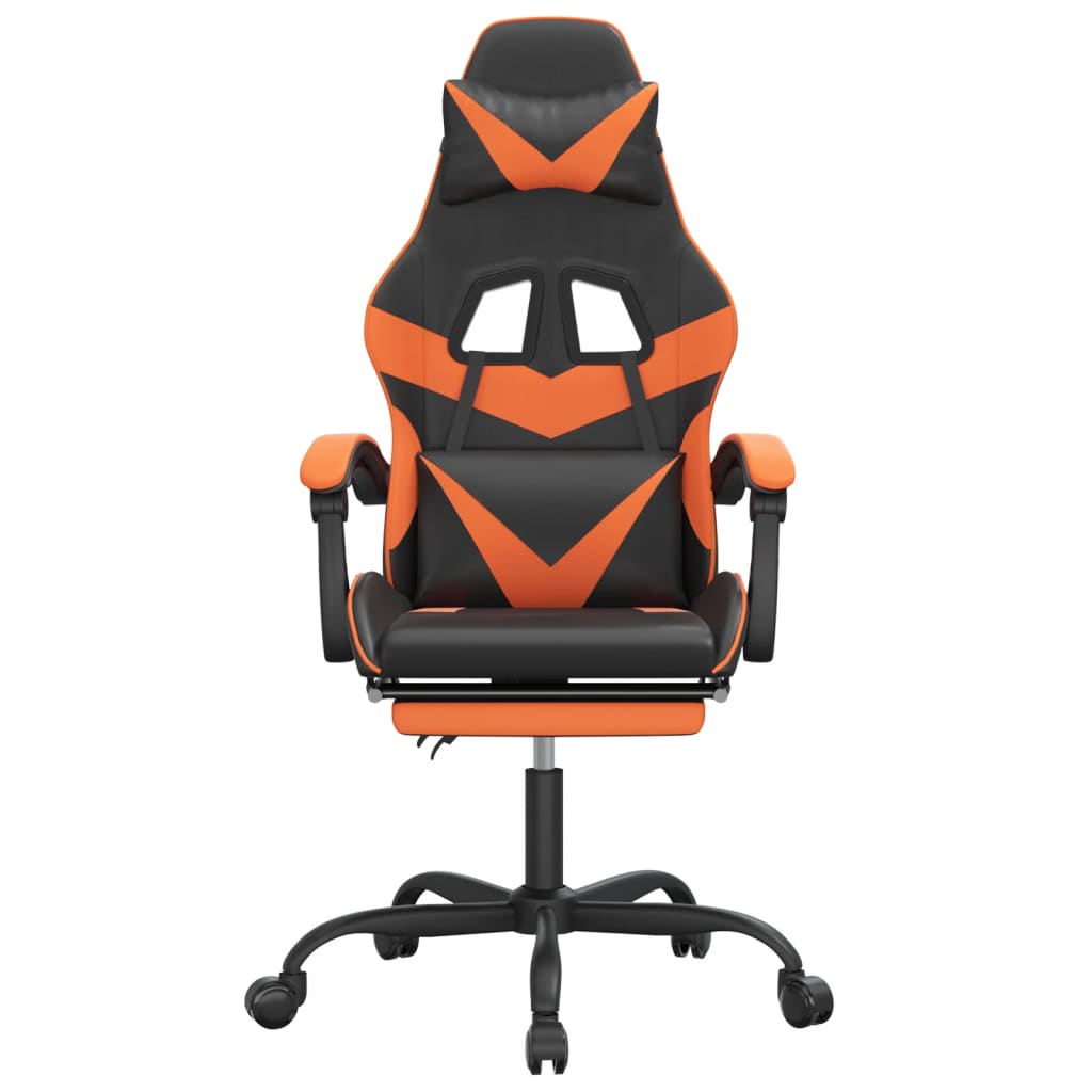 Gaming-Stuhl mit Fußstütze Schwarz und Orange Kunstleder