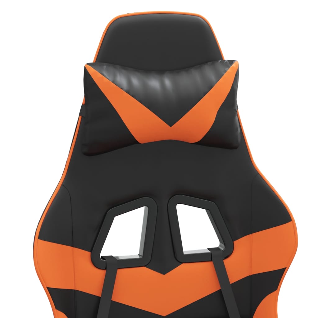 Gaming-Stuhl mit Fußstütze Schwarz und Orange Kunstleder