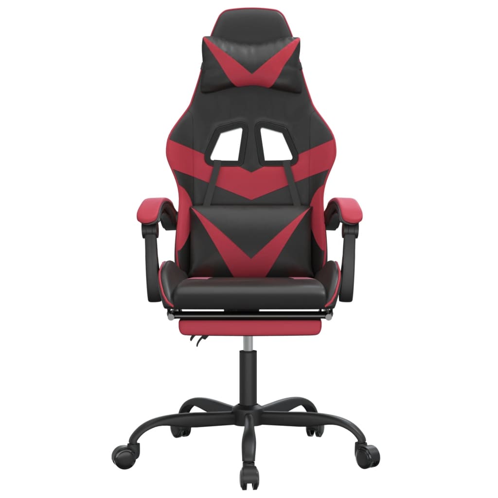 Gaming-Stuhl mit Fußstütze Schwarz und Weinrot Kunstleder
