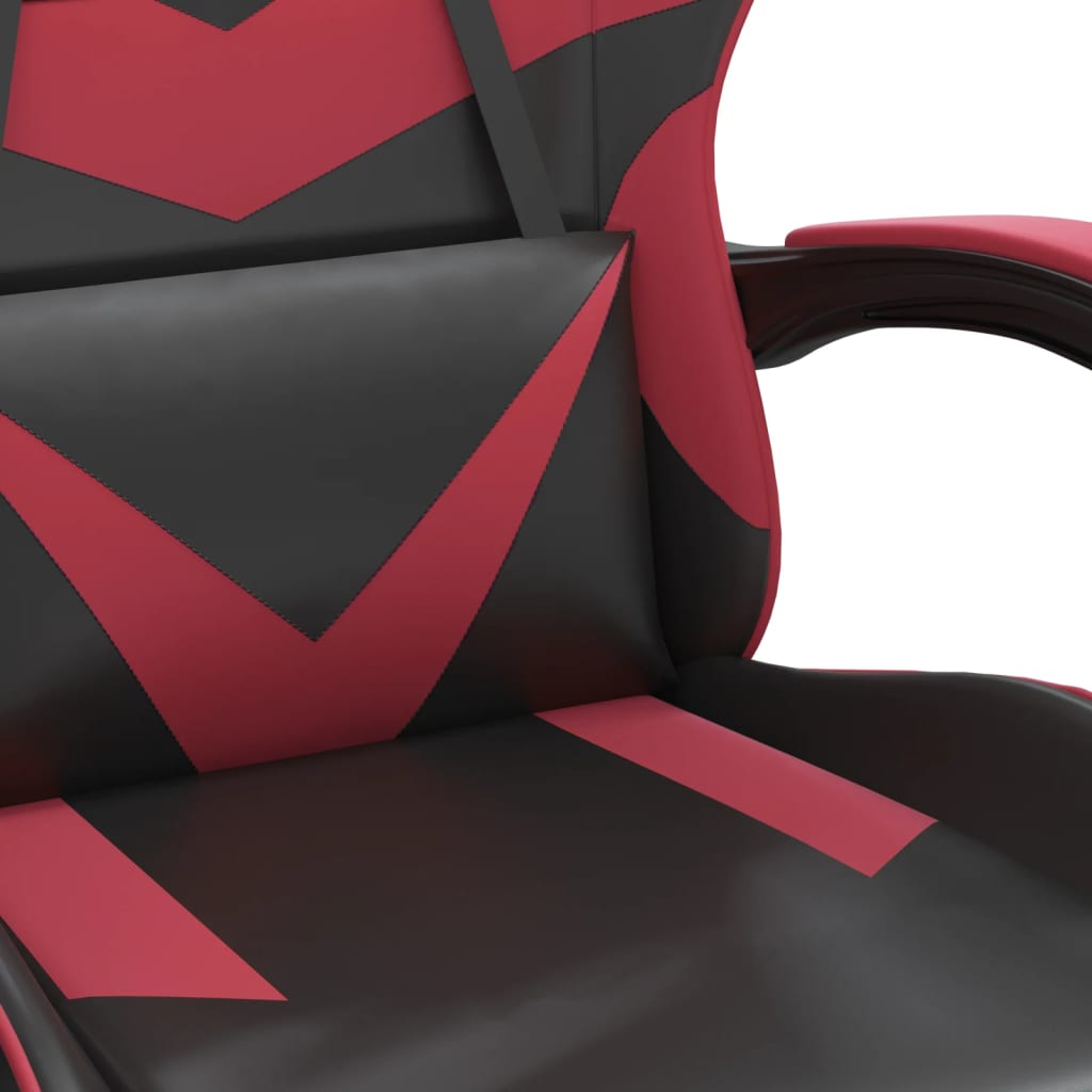 Gaming-Stuhl mit Fußstütze Schwarz und Weinrot Kunstleder
