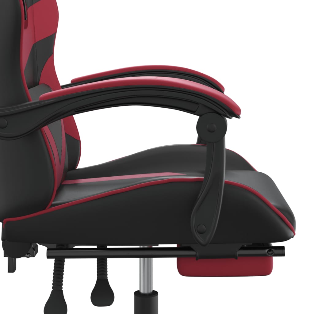 Gaming-Stuhl mit Fußstütze Schwarz und Weinrot Kunstleder