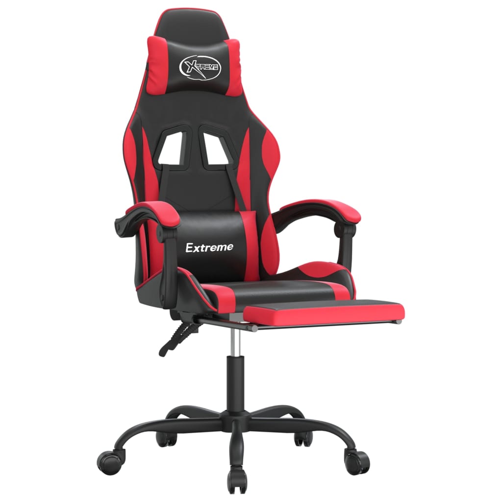 Gaming-Stuhl mit Fußstütze Schwarz und Rot Kunstleder