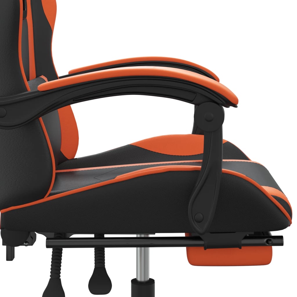 Gaming-Stuhl mit Fußstütze Schwarz und Orange Kunstleder
