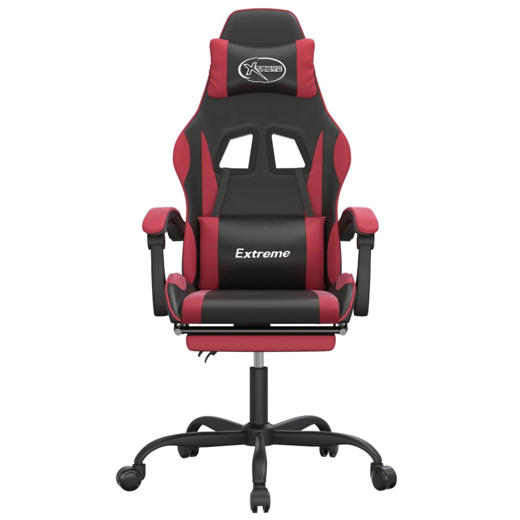 Gaming-Stuhl mit Fußstütze Schwarz und Weinrot Kunstleder