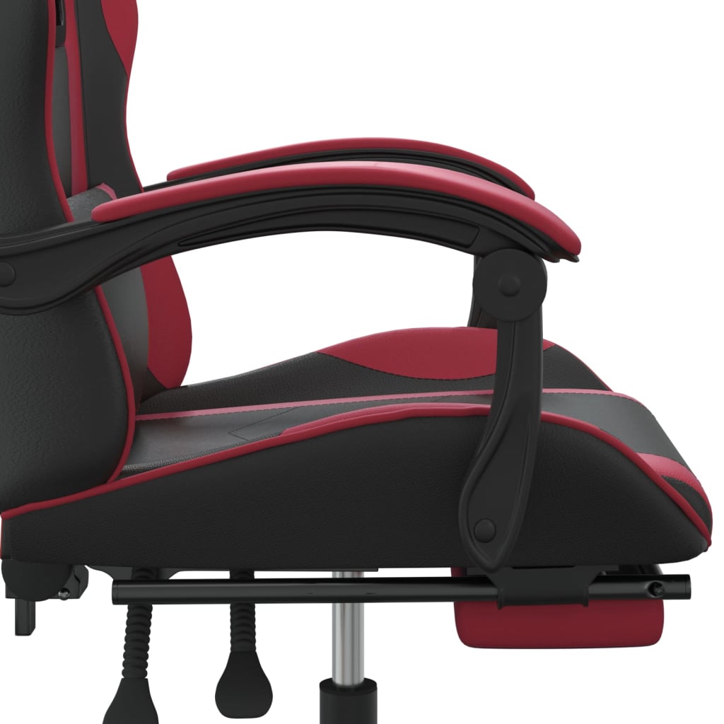 Gaming-Stuhl mit Fußstütze Schwarz und Weinrot Kunstleder