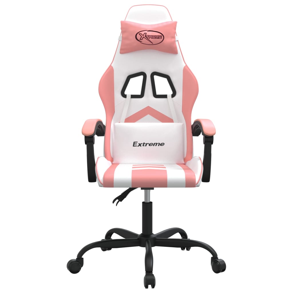Gaming-Stuhl Weiß und Rosa Kunstleder